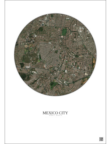 Mexico City Satellite View Poster 6km Color | Gravura – Light background