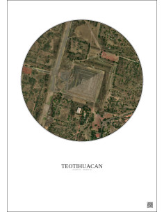 Teotihuacan Satellite View Poster 0.5km Color | Gravura – Light background 2