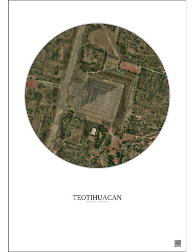 Teotihuacan Satellite View Poster 0.5km Color | Gravura – Light background