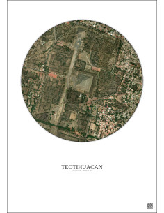 Teotihuacan Satellite View Poster 1km Color | Gravura – Light background 2