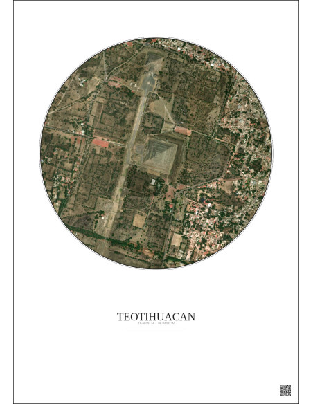 Teotihuacan Satellite View Poster 1km Color | Gravura – Light background