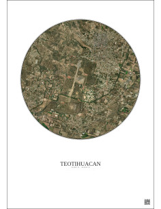 Teotihuacan Satellite View Poster 2.5km Color | Gravura – Light background 2