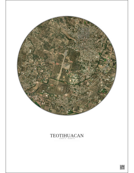 Teotihuacan Satellite View Poster 2.5km Color | Gravura – Light background