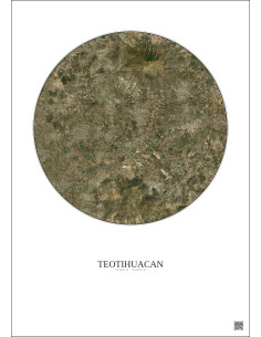 Teotihuacan Satellite View Poster 10km Color | Gravura – Light background 2