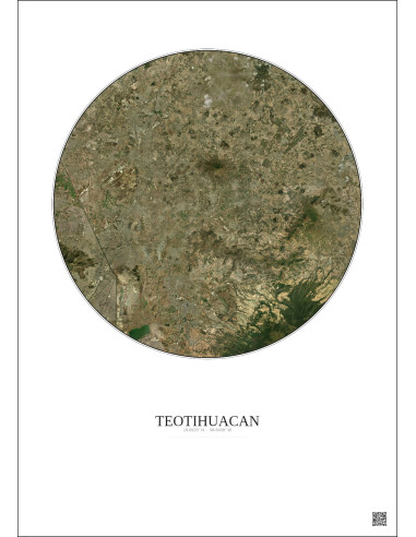 Teotihuacan Satellite View Poster 30km Color | Gravura – Light background