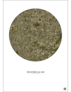 Teotihuacan Satellite View Poster 20km Color | Gravura – Light background 2