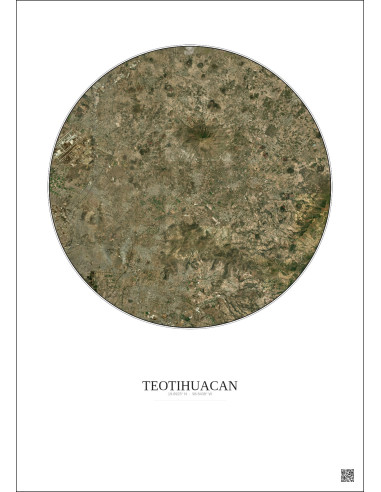 Teotihuacan Satellite View Poster 20km Color | Gravura – Light background
