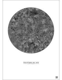 Teotihuacan Satellite View Poster 10km B&W | Gravura – Light background 2