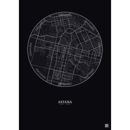 Affiche Astana – Poster carte de ville 6km | Gravura – Fond foncé