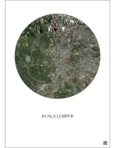 Kuala Lumpur Satellite View Poster 2.5km Color | Gravura – Light background 2