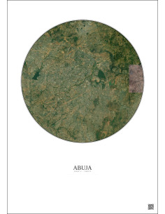 Affiche Abuja – Poster vue satellite 10km Couleur | Gravura – Fond clair 2
