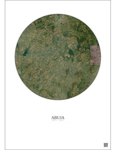 Abuja Satellite View Poster 10km Color | Gravura – Light background