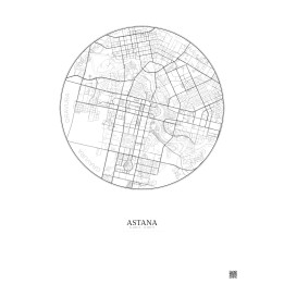 Affiche Astana – Poster carte de ville 6km | Gravura – Fond clair