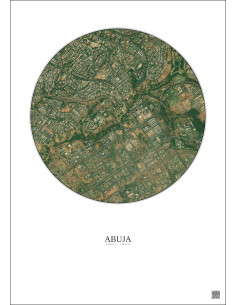 Affiche Abuja – Poster vue satellite 2.5km Couleur | Gravura – Fond clair 2