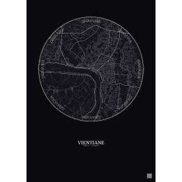 Affiche Vientiane – Poster carte de ville 10km | Gravura – Fond foncé