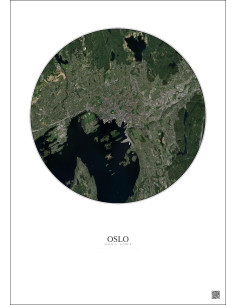 Affiche Oslo – Poster vue satellite 10km Couleur | Gravura – Fond clair 2