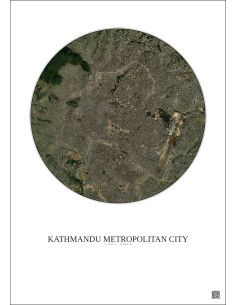 Affiche Kathmandu Metropolitan City – Poster vue satellite 6km Couleur | Gravura – Fond clair 2
