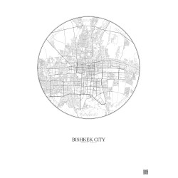 Affiche Bishkek City – Poster carte de ville 10km | Gravura – Fond clair