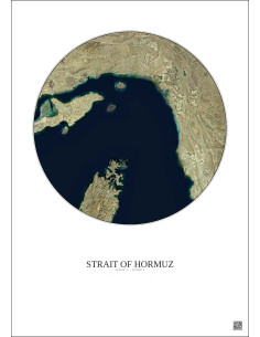 Affiche Strait Of Hormuz – Poster vue satellite 100km Couleur | Gravura – Fond clair 2