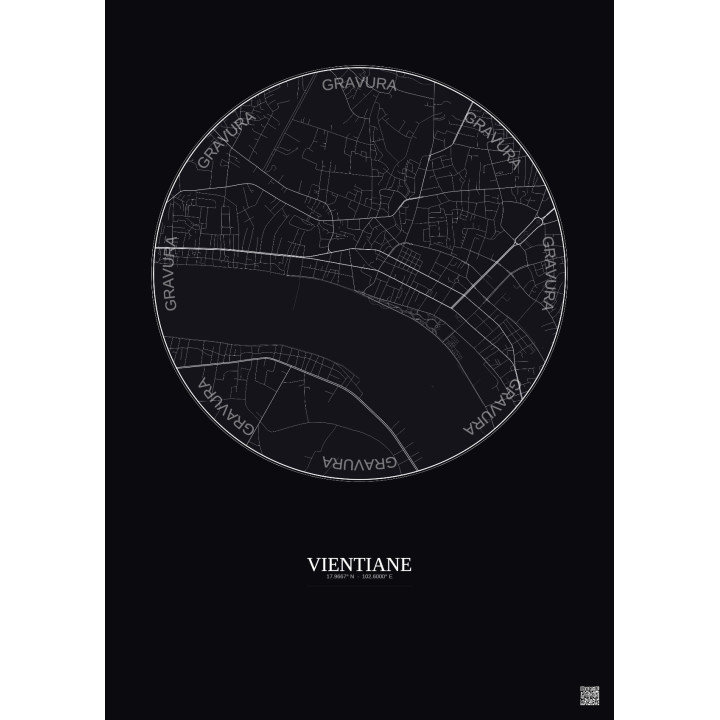 Affiche Vientiane – Poster carte de ville 2.5km | Gravura – Fond foncé