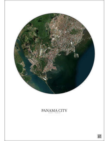Panama City Satellite View Poster 6km Color | Gravura – Light background