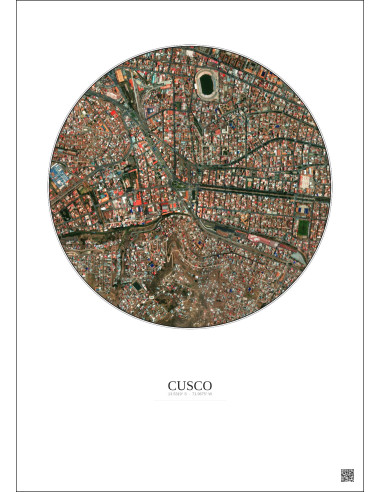 Affiche Cusco – Poster vue satellite 1km Couleur | Gravura – Fond clair