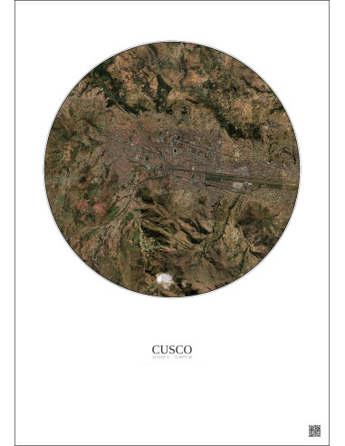 Cusco Satellite View Poster 5km Color | Gravura – Light background