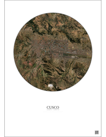 Cusco Satellite View Poster 5km Color | Gravura – Light background
