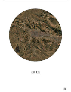 Affiche Cusco – Poster vue satellite 10km Couleur | Gravura – Fond clair 2