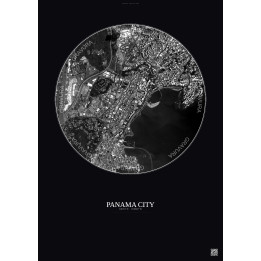 Panama City Satellite View Poster 2.5km B&W | Gravura – Dark background