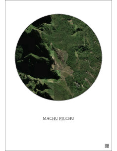 Affiche Machu Picchu – Poster vue satellite 0.5km Couleur | Gravura – Fond clair 2