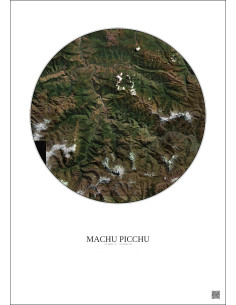 Affiche Machu Picchu – Poster vue satellite 30km Couleur | Gravura – Fond clair 2