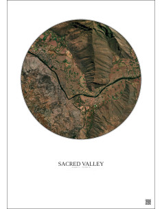 Sacred Valley Satellite View Poster 2.5km Color | Gravura – Light background 2