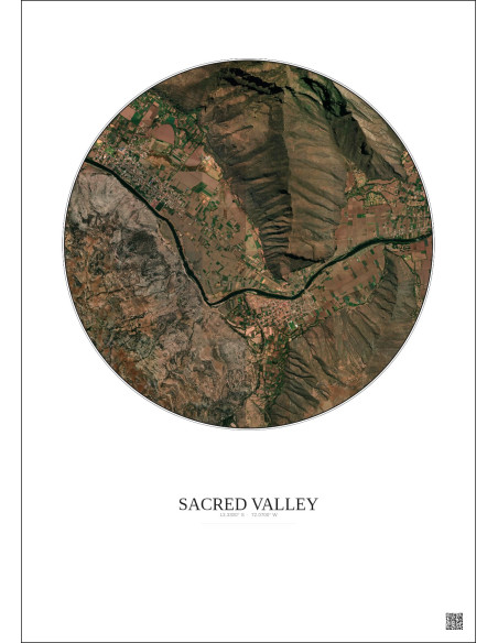 Sacred Valley Satellite View Poster 2.5km Color | Gravura – Light background