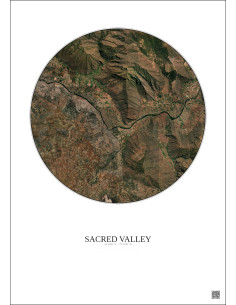 Sacred Valley Satellite View Poster 5km Color | Gravura – Light background 2