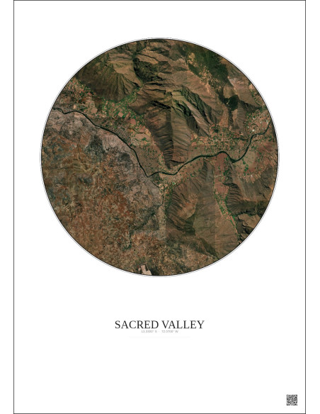 Sacred Valley Satellite View Poster 5km Color | Gravura – Light background