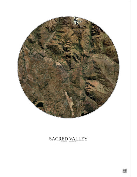Sacred Valley Satellite View Poster 10km Color | Gravura – Light background