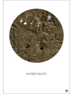 Sacred Valley Satellite View Poster 20km Color | Gravura – Light background 2