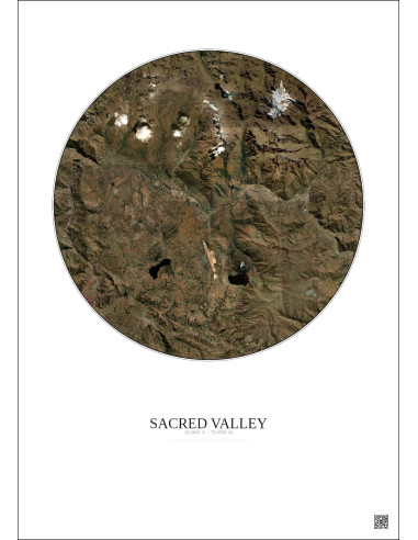 Sacred Valley Satellite View Poster 20km Color | Gravura – Light background