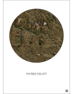 Sacred Valley Satellite View Poster 30km Color | Gravura – Light background 2