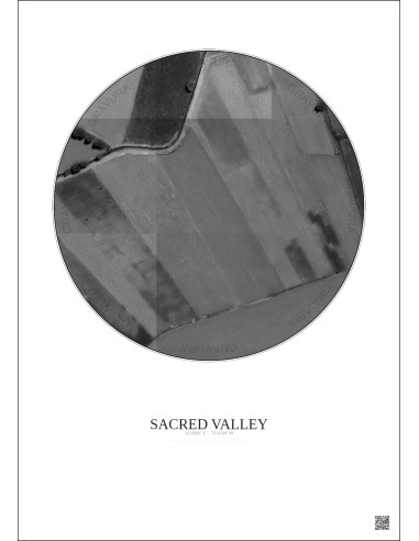 Sacred Valley Satellite View Poster 0.1km B&W | Gravura – Light background