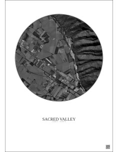 Sacred Valley Satellite View Poster 0.5km B&W | Gravura – Light background 2