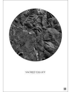 Sacred Valley Satellite View Poster 10km B&W | Gravura – Light background 2