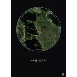 Affiche Machu Picchu – Poster vue satellite 1km Couleur | Gravura – Fond foncé