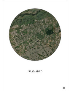 Islamabad Satellite View Poster 10km Color | Gravura – Light background 2