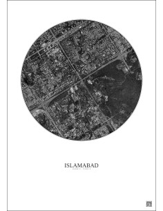 Islamabad Satellite View Poster 2.5km B&W | Gravura – Light background 2