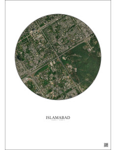 Islamabad Satellite View Poster 2.5km Color | Gravura – Light background 2