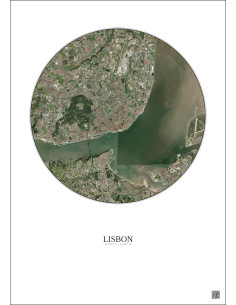 Affiche Lisbon – Poster vue satellite 10km Couleur | Gravura – Fond clair 2