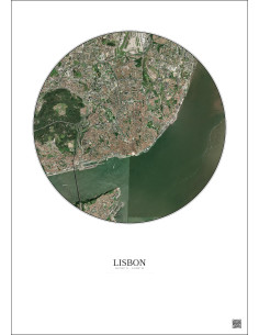 Affiche Lisbon – Poster vue satellite 6km Couleur | Gravura – Fond clair 2