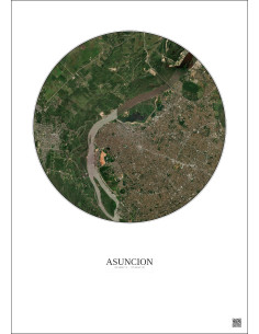 Affiche Asuncion – Poster vue satellite 10km Couleur | Gravura – Fond clair 2